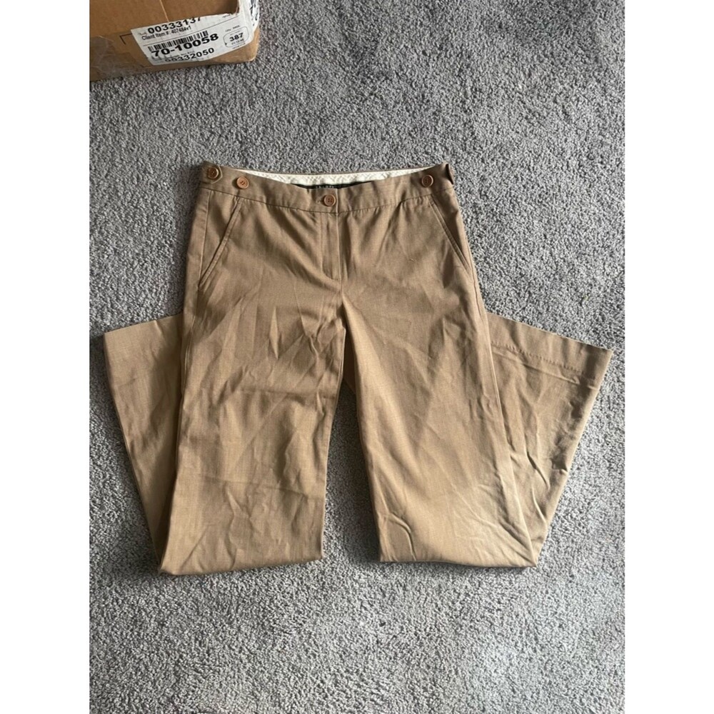 Theory Elkers Tan Pants size 6 Women's Wear to Work Trousers Wool Blend